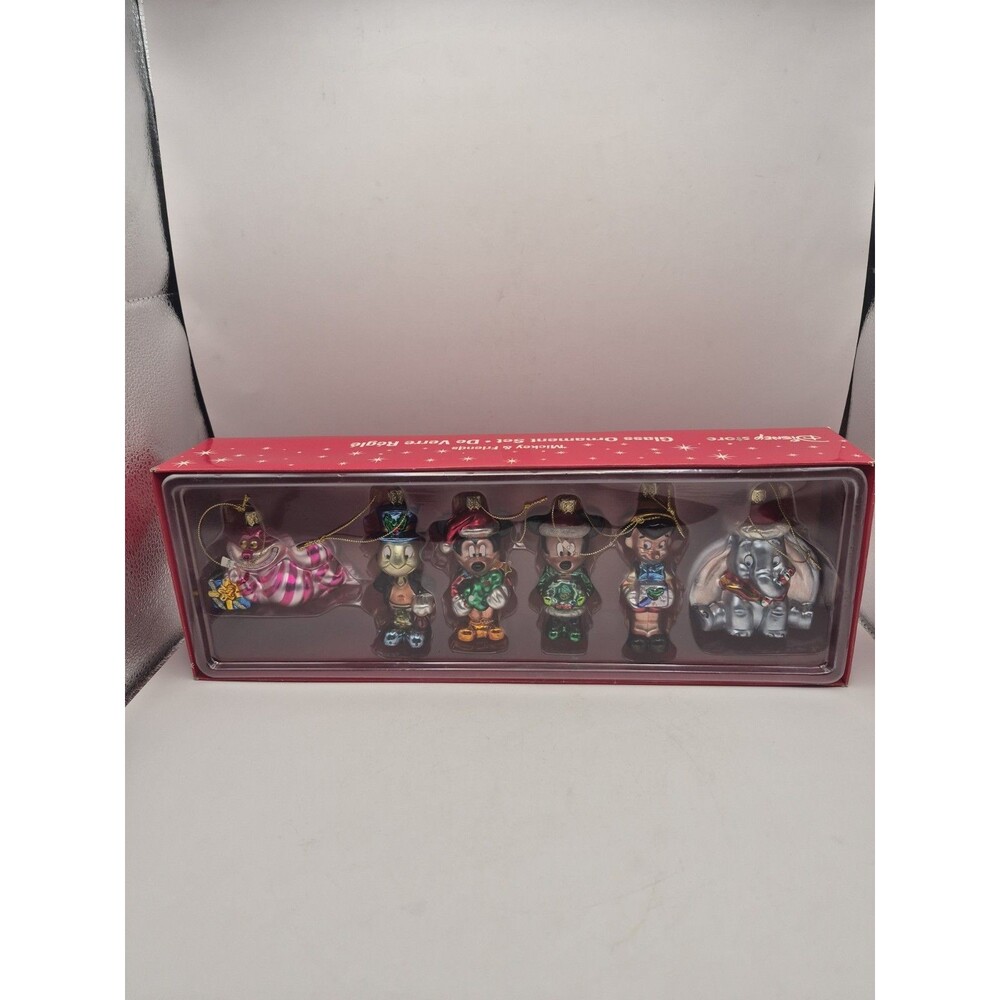 Disney Store Exclusive Blown Glass Ornaments - Mickey & Friends Set of 6 New